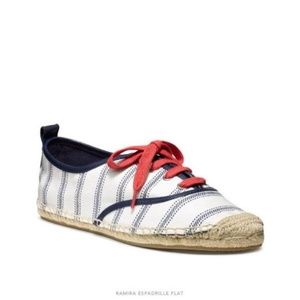 COACH Navy+Chalk Ramira Espadrille Flats Shoes 7
